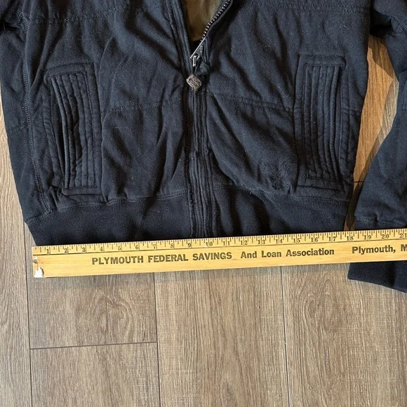 American Eagle Outfitters Black Bomber Jacket with Faux Fur Hood - Picture 3 of 4